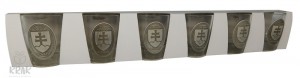 Štamperlík "mini" - číre sklo - kov dekor - motív "Slovenský znak - erb" - sada 6 kusov - 2496-2